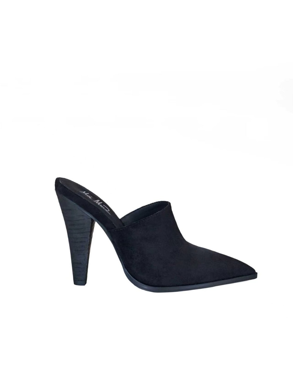Vegan Handmade Black Suede Pointed-Toe Mule Heels